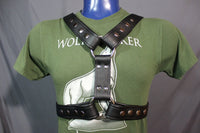 Classic Black Extended X Harness, Soft Leather Strapping - front view