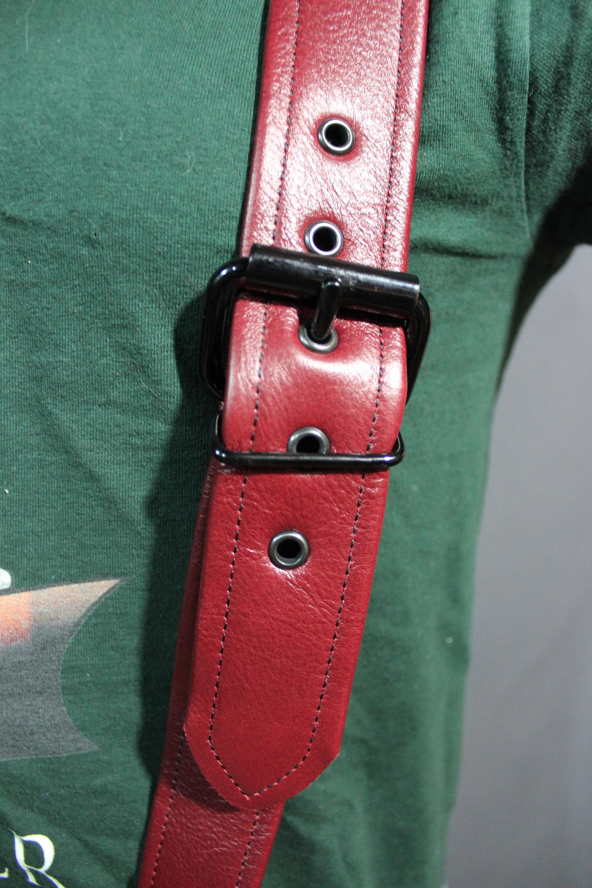 Handmade Burgundy Leather Suspenders,Black Hardware, Custom Fit! - view 4