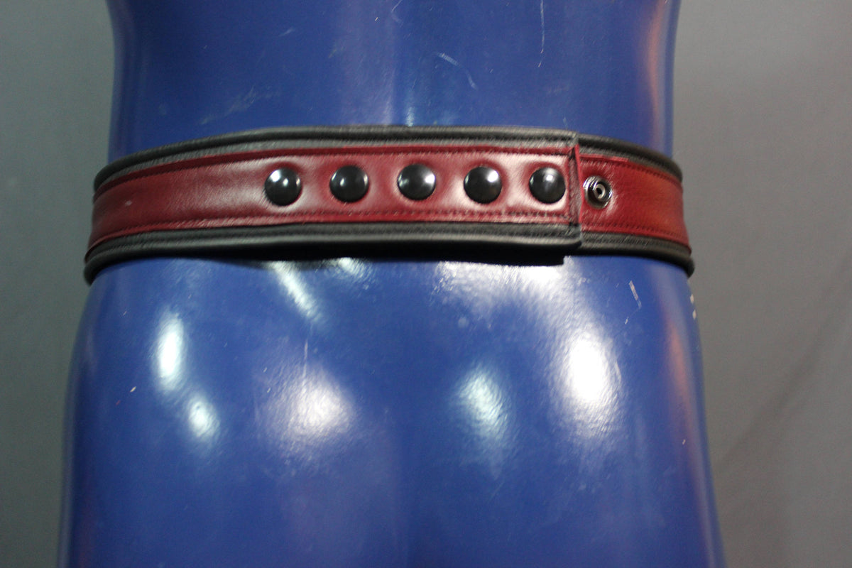 Our classic Burgundy Jock with interchangeable codpiece, and comfort waistband in soft leather. - view 2