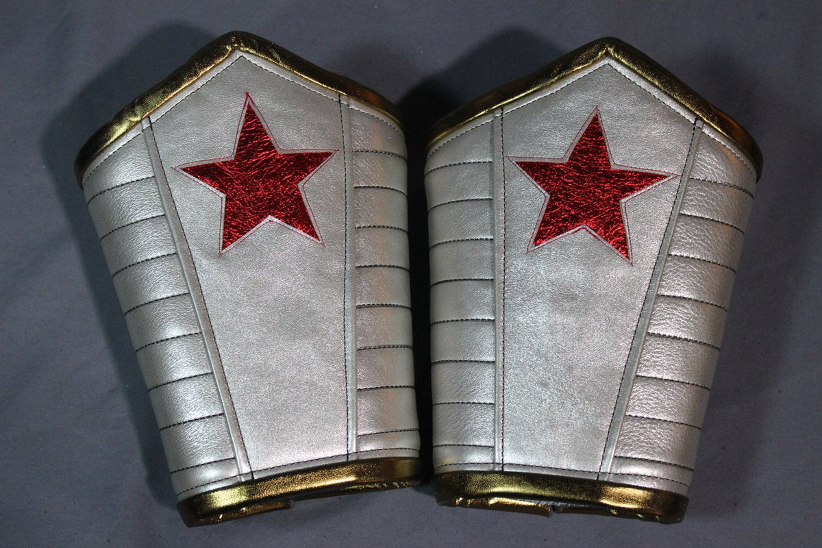 Oversize Wonder bracers in amazing PLATINUM leather - Sold as a PAIR! - front view