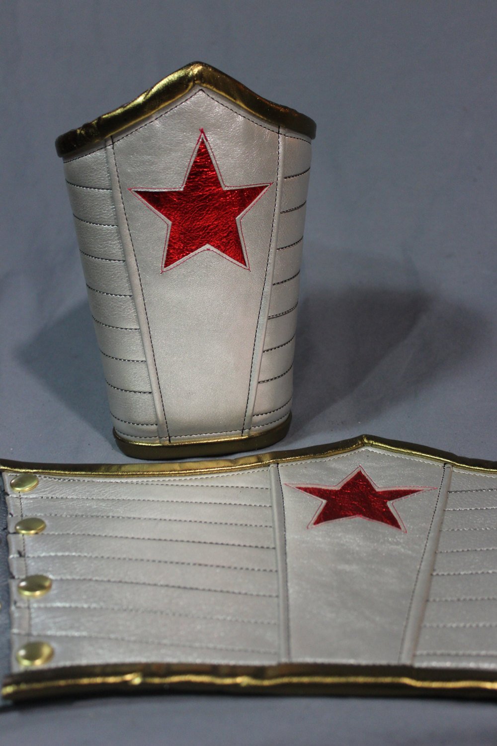 Oversize Wonder bracers in amazing PLATINUM leather - Sold as a PAIR! - view 3