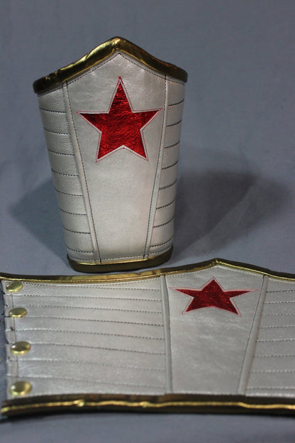 Oversize Wonder bracers in amazing PLATINUM leather - Sold as a PAIR! - view 3