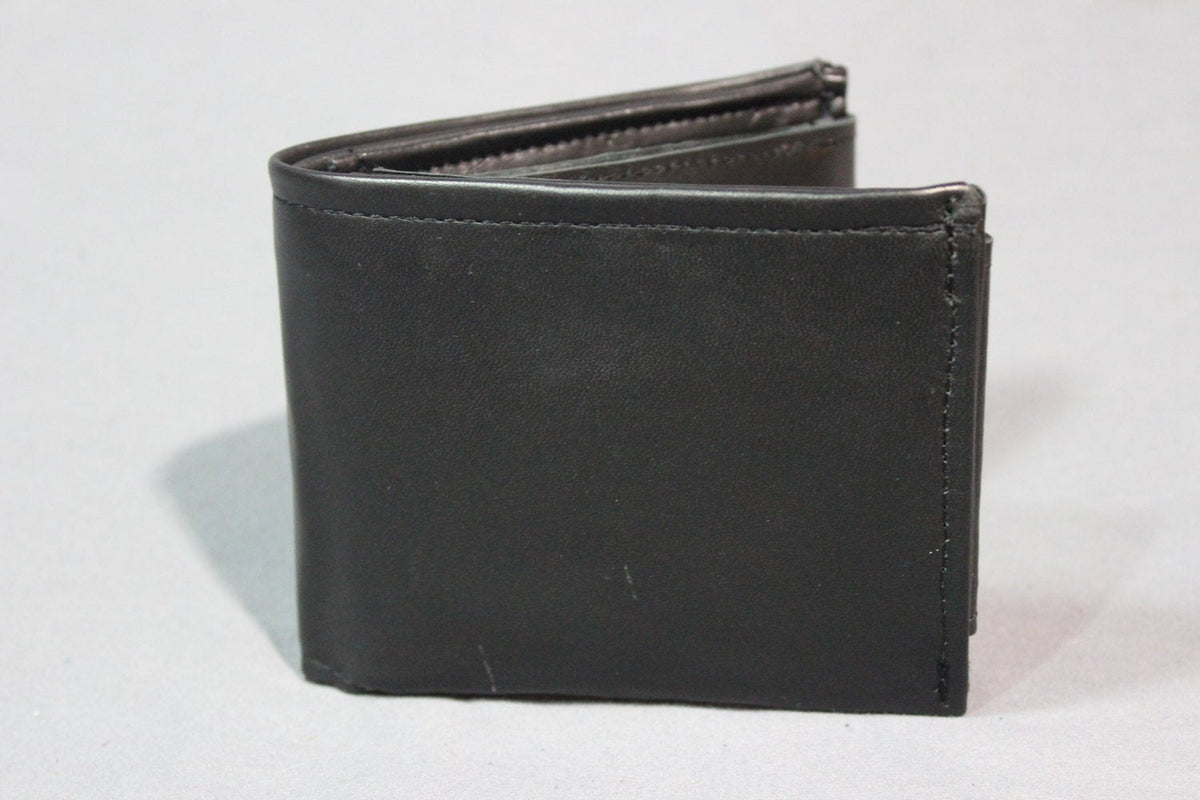 Classic Black Leather Wallet with Double ID flaps - front view