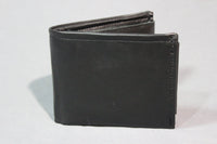 Classic Black Leather Wallet with Double ID flaps - front view