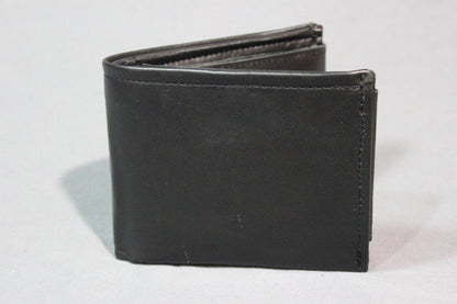 Classic Black Leather Wallet with Double ID flaps - front view