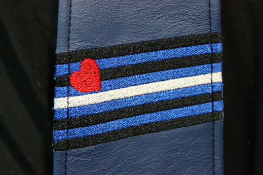Leather Tie with Leather Pride Flag Embroidery - front view