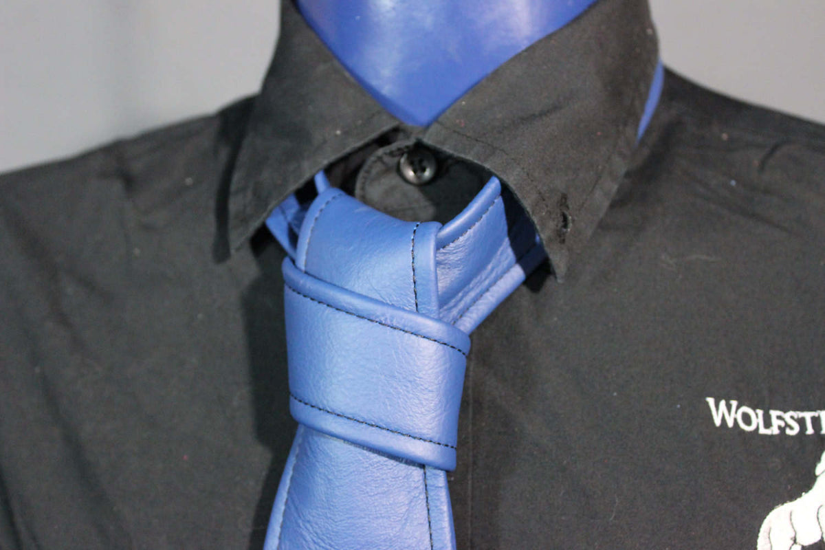 Leather Tie with Leather Pride Flag Embroidery - view 4