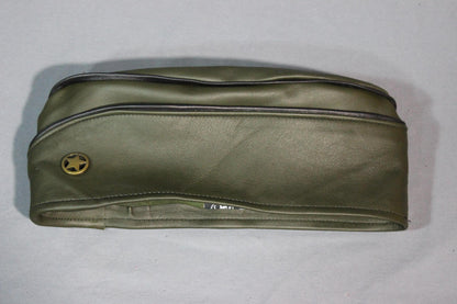 Military Olive Green Leather Garrison Cap with Brass Star Concho - view 4