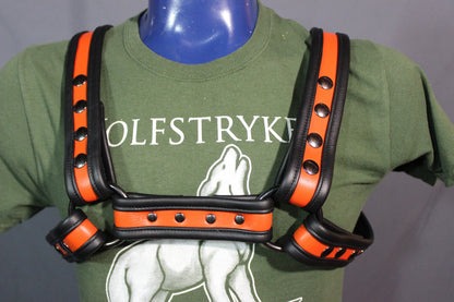 Black and Orange Bulldog Harness - Our Softest Leather! - view 5