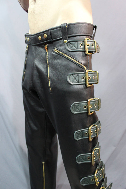 Sir Tom Matt's Collection - Double Zip Buckle Pants - front view