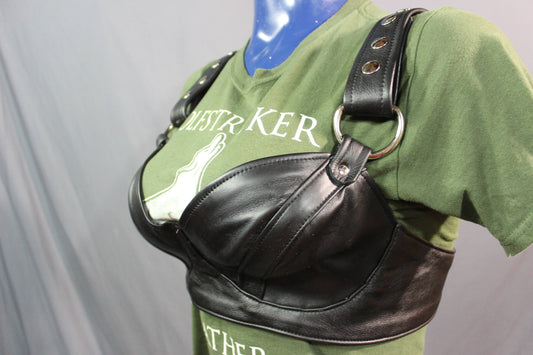 Back to Basics! Our classic all leather bra - front view