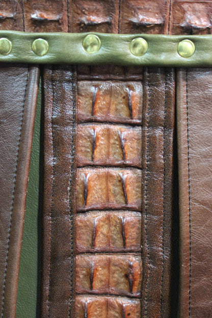 Amazing Cognac Frond Style Kilt with Croc Highlights - view 3