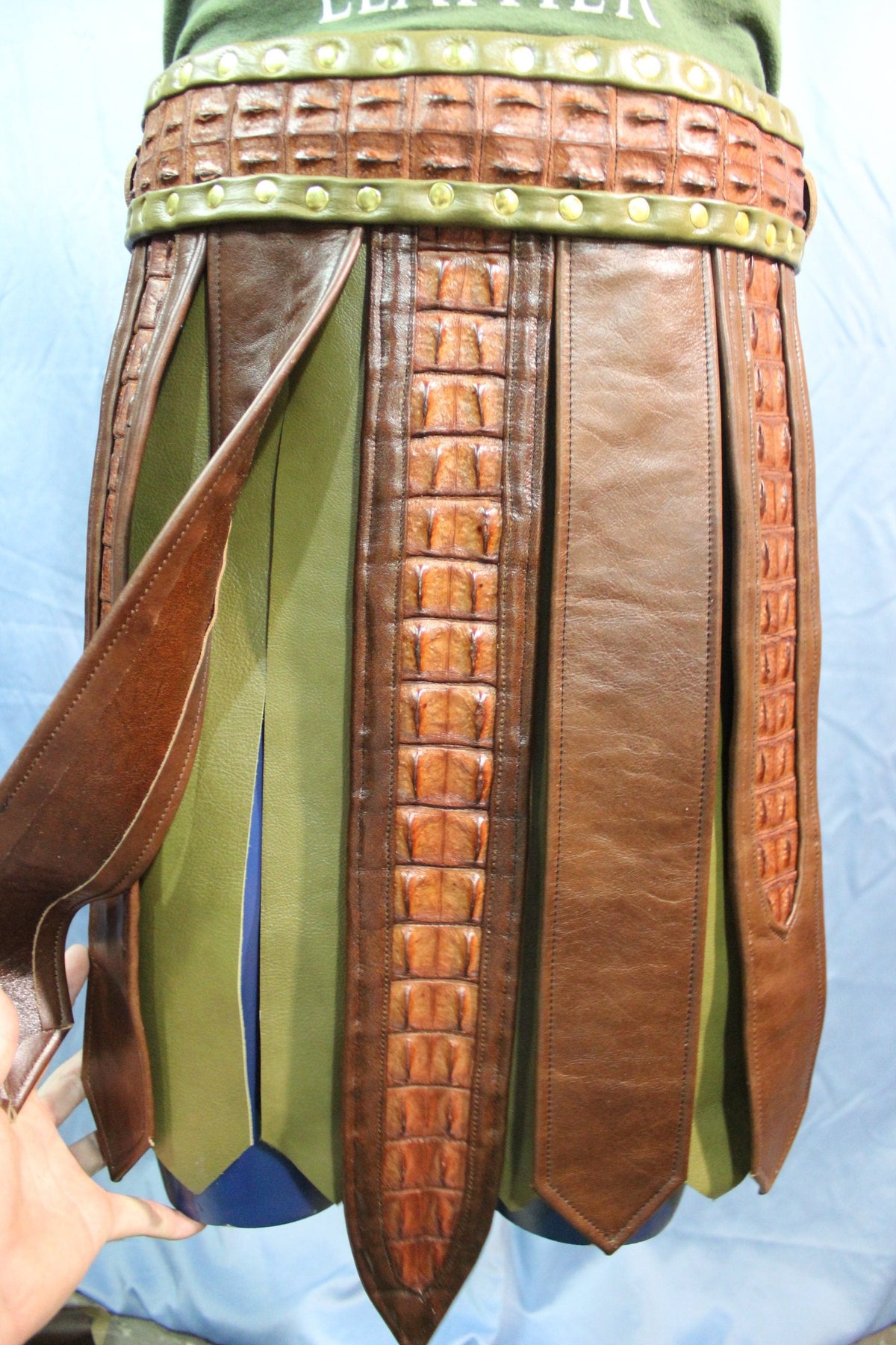 Amazing Cognac Frond Style Kilt with Croc Highlights - view 4