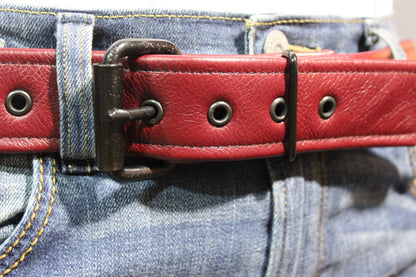 Burgundy Belt with black hardware - view 2
