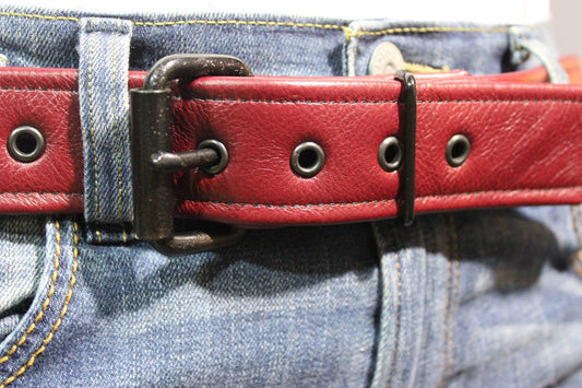 Burgundy Belt with black hardware - view 2