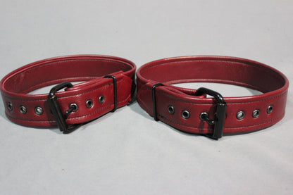 Burgundy Buckled Armbands - front view