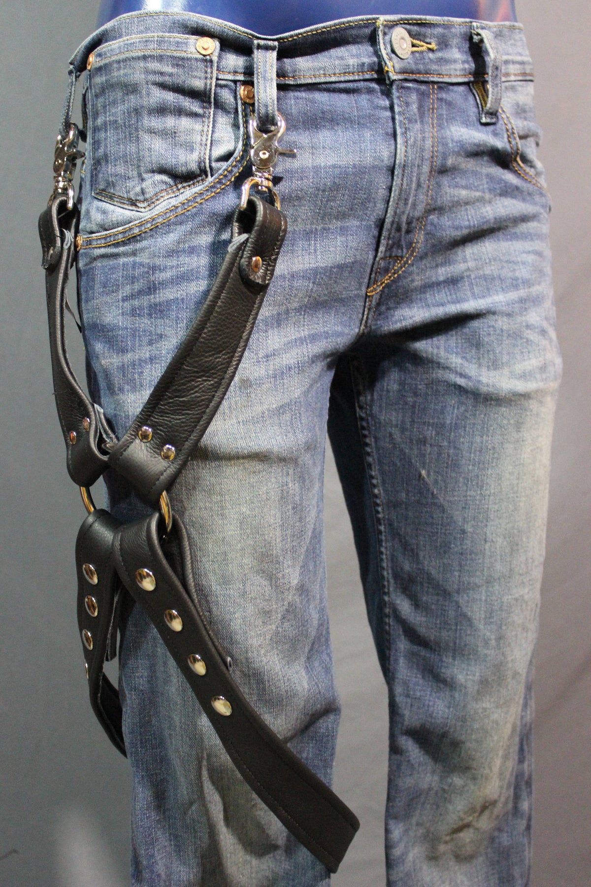 Classic Black Leather Leg Harness - view 3
