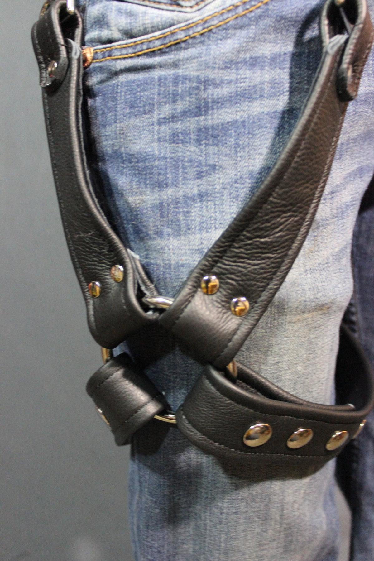 Classic Black Leather Leg Harness - view 2