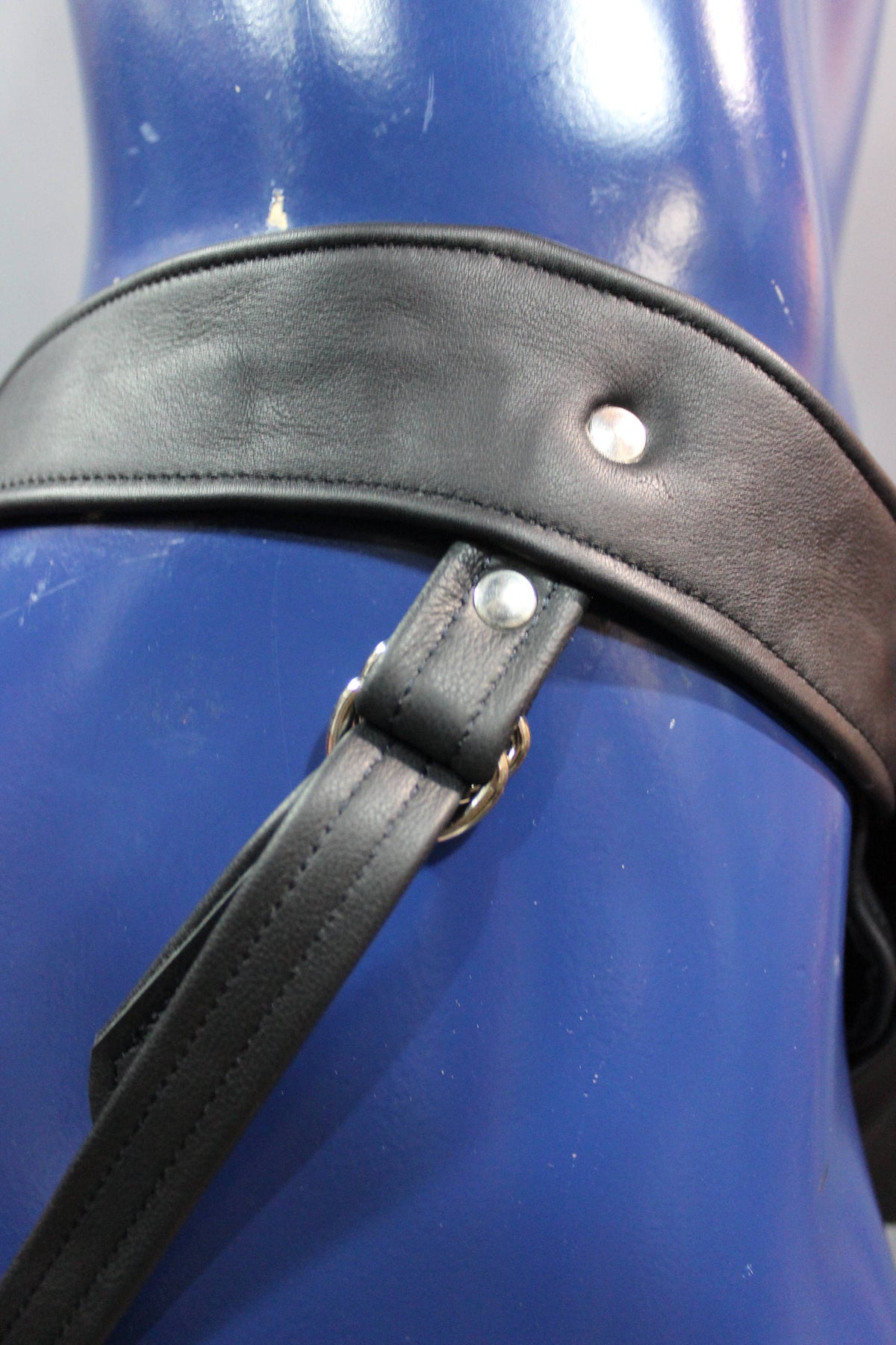 Back to Basics! Our classic all leather jock with interchangeable codpiece in soft Black leather. - view 5