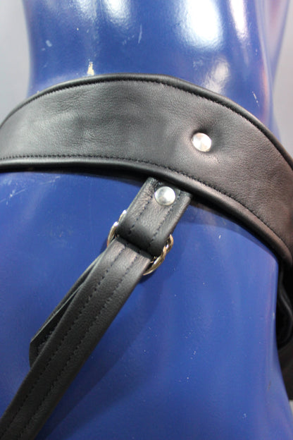 Back to Basics! Our classic all leather jock with interchangeable codpiece in soft Black leather. - view 5