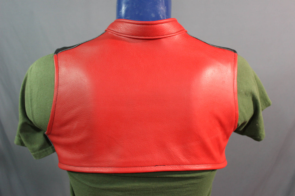 Opened Paneled Bolero Vest in Bright Red - view 2