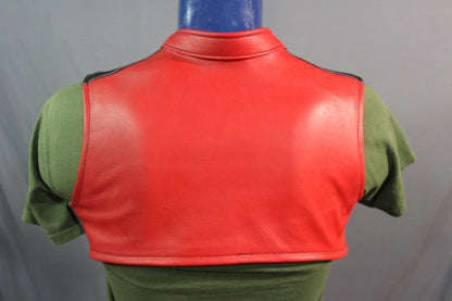Opened Paneled Bolero Vest in Bright Red - view 2