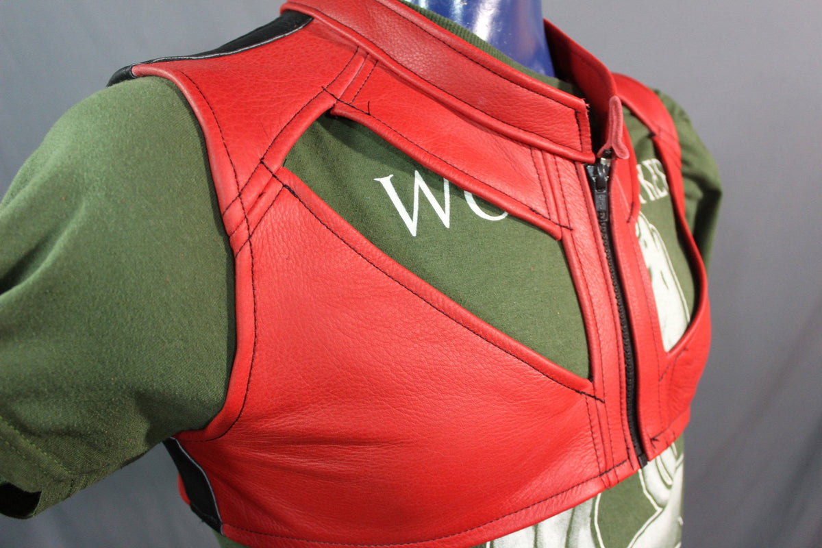 Opened Paneled Bolero Vest in Bright Red - view 3