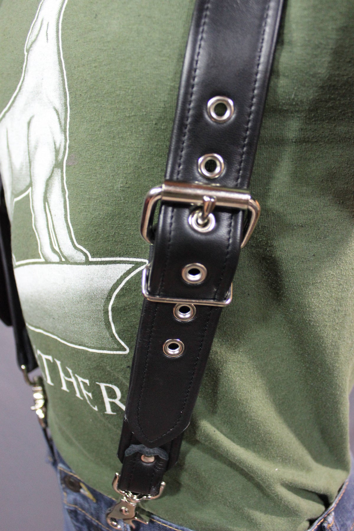 Our Back to Basics Black Leather Suspenders! - view 4