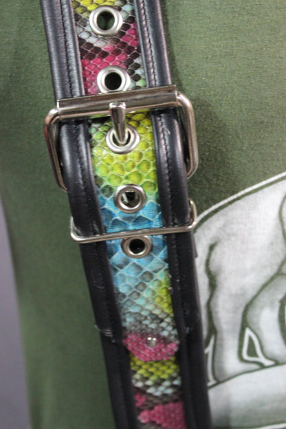 Our "Double Wide" Hand Made Rainbow Python Suspenders - view 2