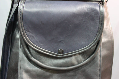 Two Tone Leather Sporran with Gunmetal Hardware - front view
