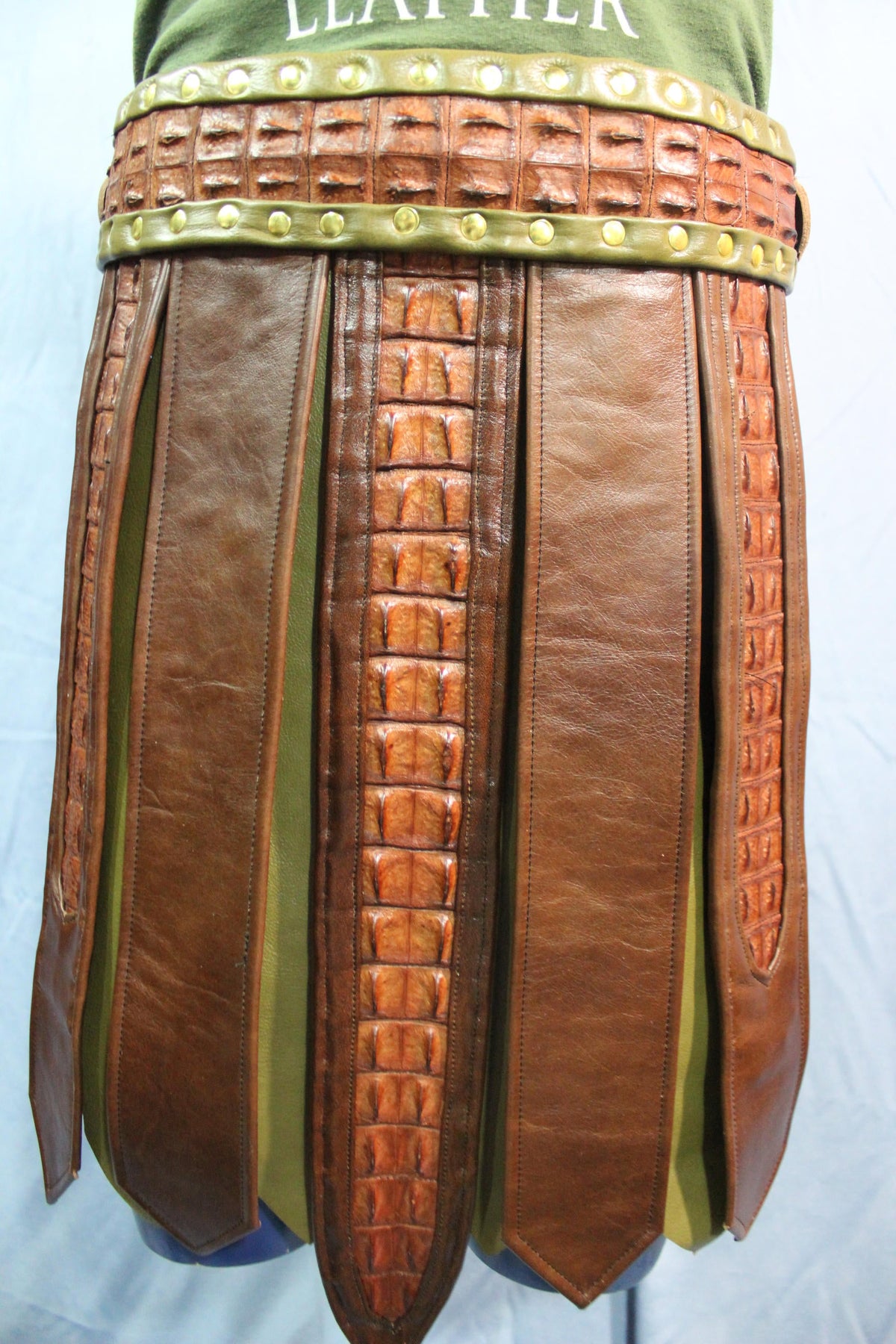 Amazing Cognac Frond Style Kilt with Croc Highlights - view 2