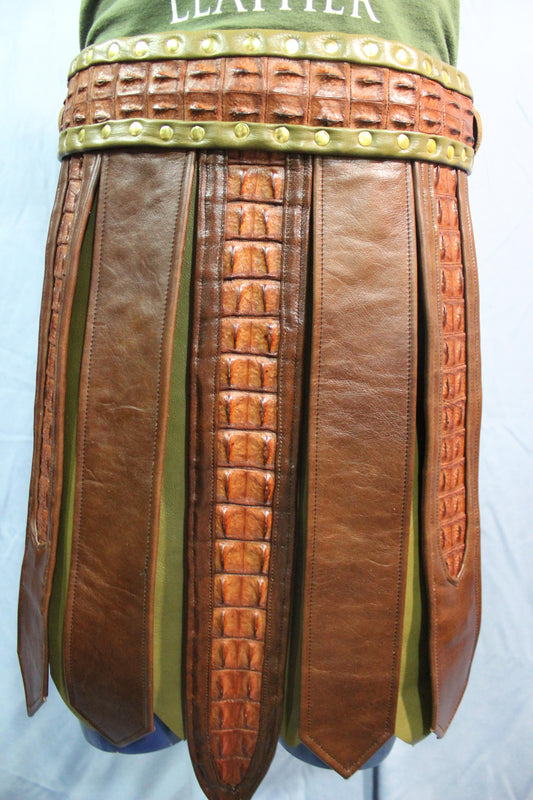 Amazing Cognac Frond Style Kilt with Croc Highlights - view 2