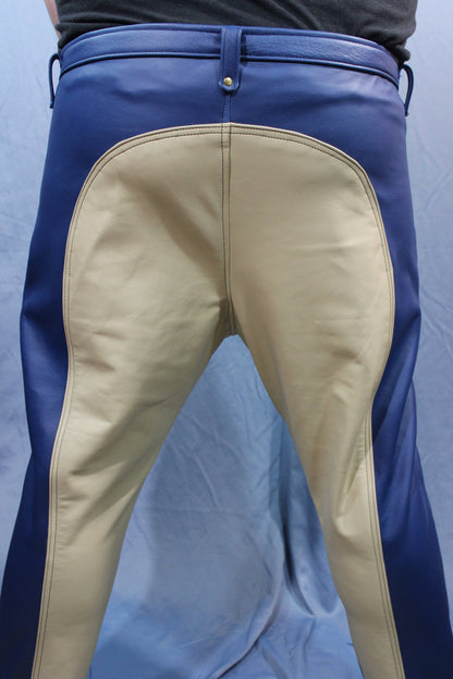 Sir Tom Matt's Collection - Cream and Blue Saddle Pants - front view