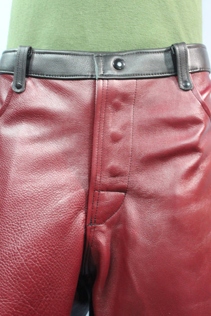 Our Striped Leather Pants in Burgundy and Black - view 3