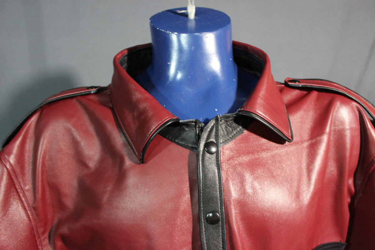 Burgundy Leather Dress Shirt - view 4