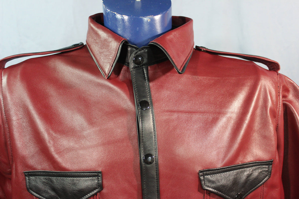 Burgundy Leather Dress Shirt - view 2
