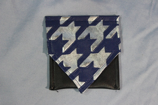Leather Houndstooth Pocket Flag with Metallic highlights - front view