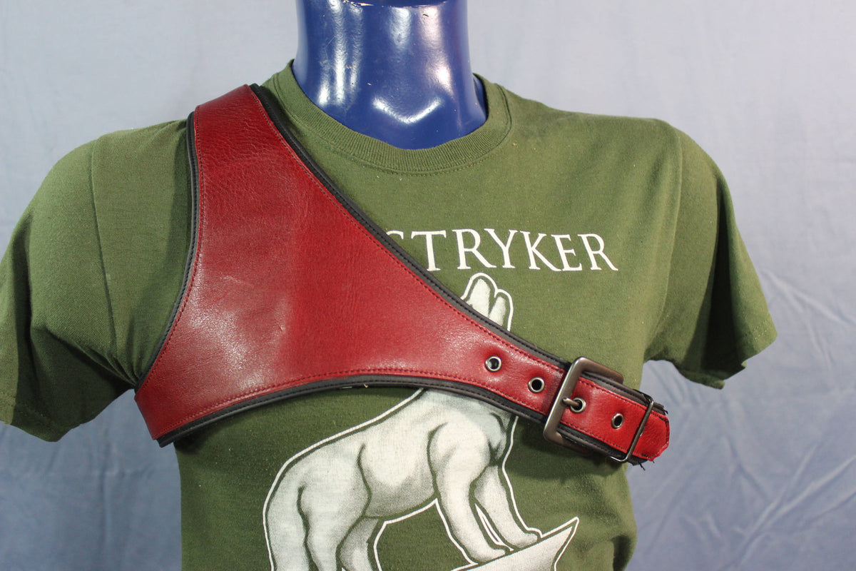 Burgundy and Black Tri-Point Harness - front view