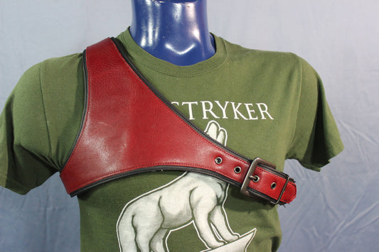Burgundy and Black Tri-Point Harness - front view