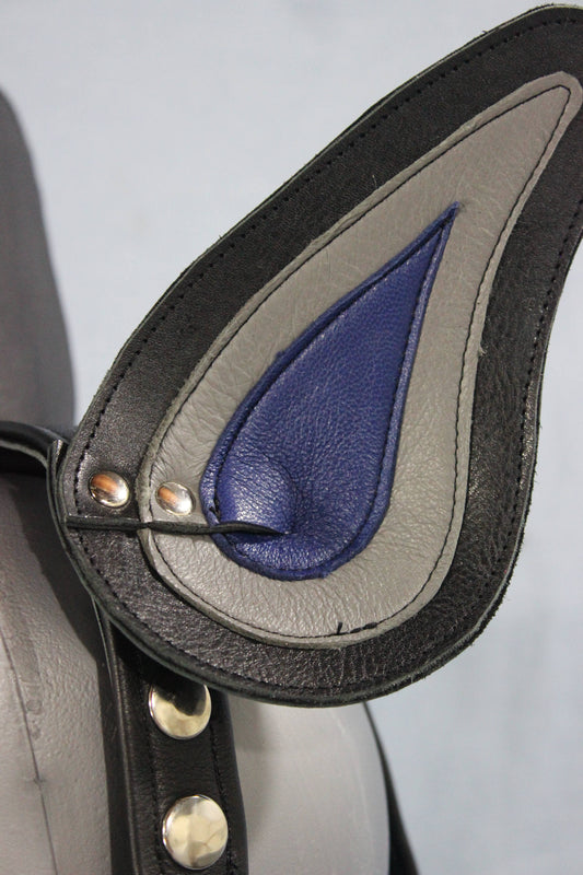 Husky style Pup Hood in Black, Blue, and Gray - view 2