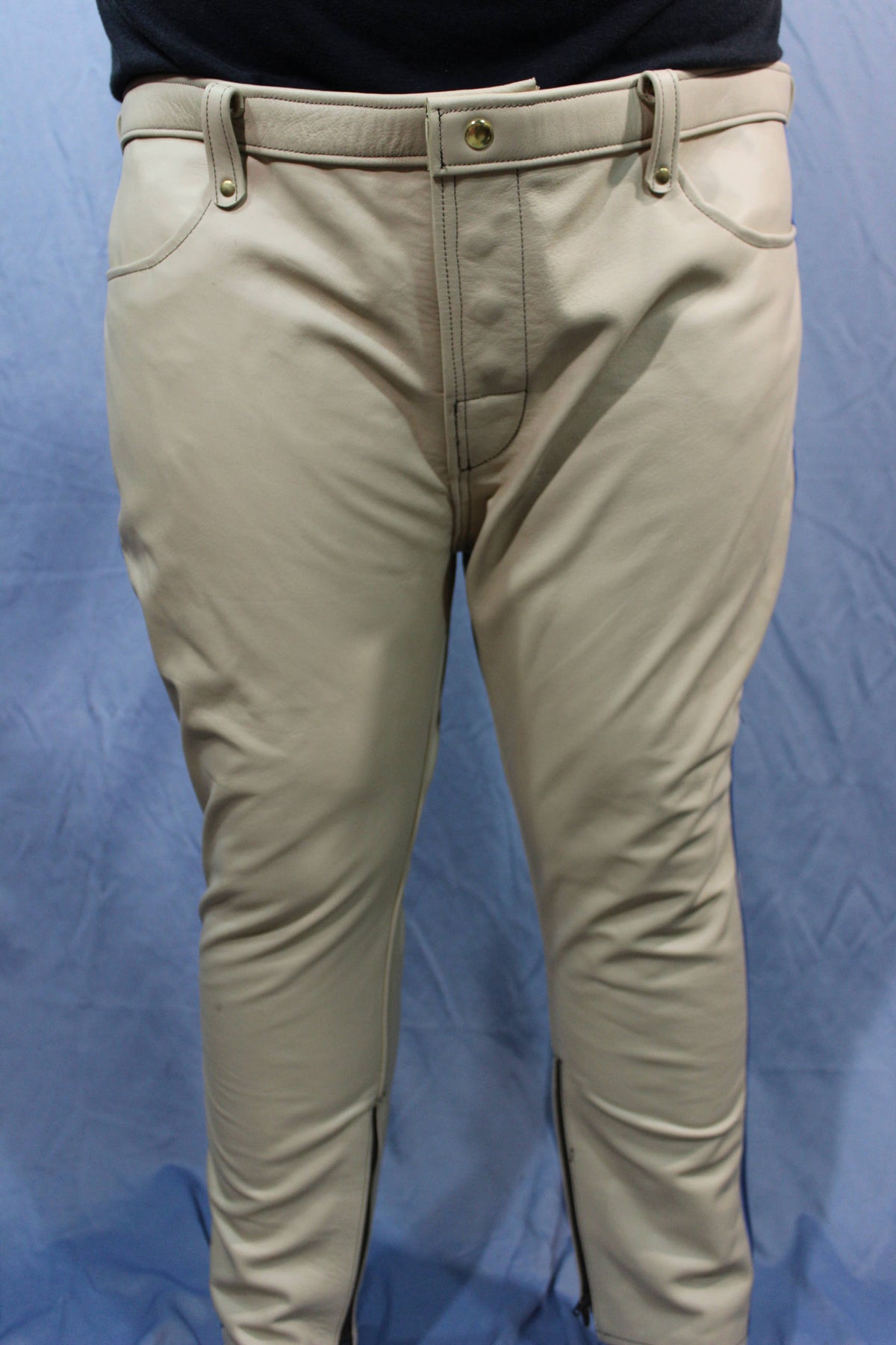 Sir Tom Matt's Collection - Cream Leather with Blue Stripe Pants - view 5