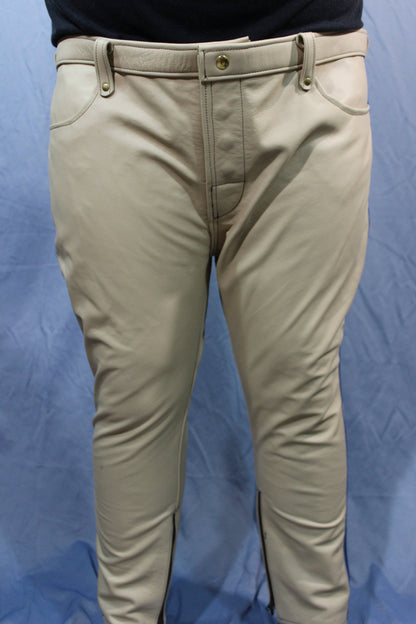 Sir Tom Matt's Collection - Cream Leather with Blue Stripe Pants - view 5