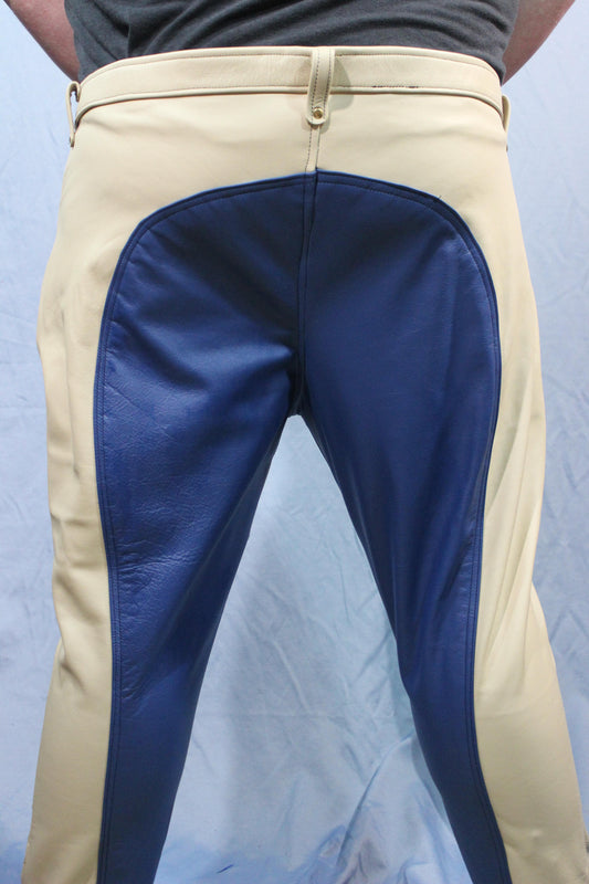 Sir Tom Matt's Collection - Blue and Cream Saddle Pants - front view