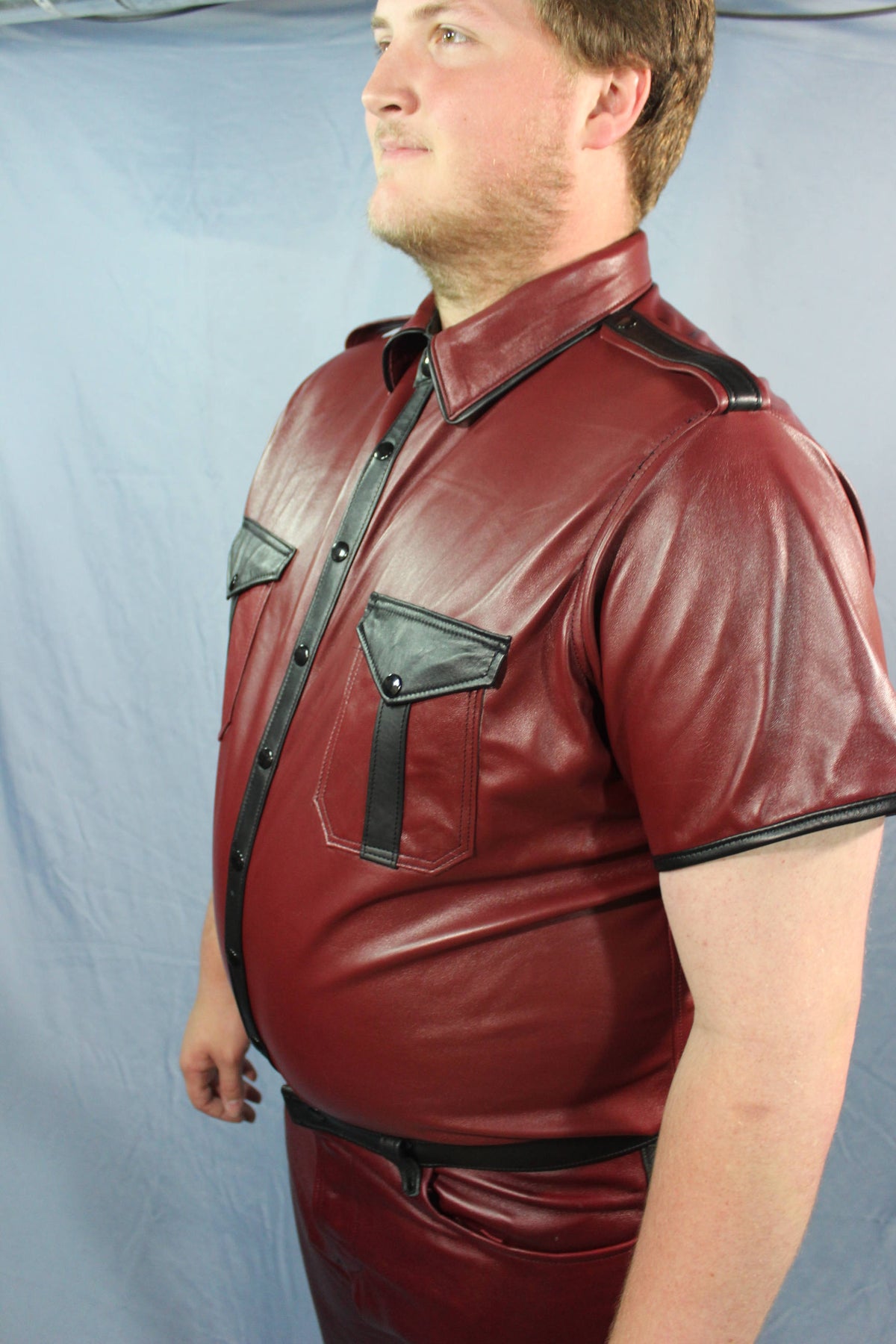 Burgundy Leather Dress Shirt - view 3