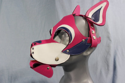Husky style Pup Hood in Pink with Purple highlights - view 2