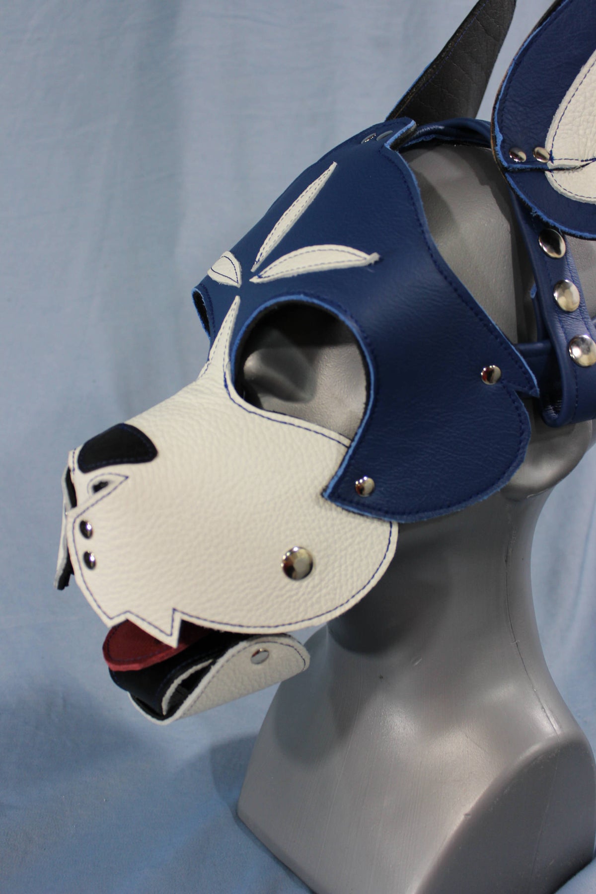 Blue and White Boxer Hood with Studded Whiskers - view 4