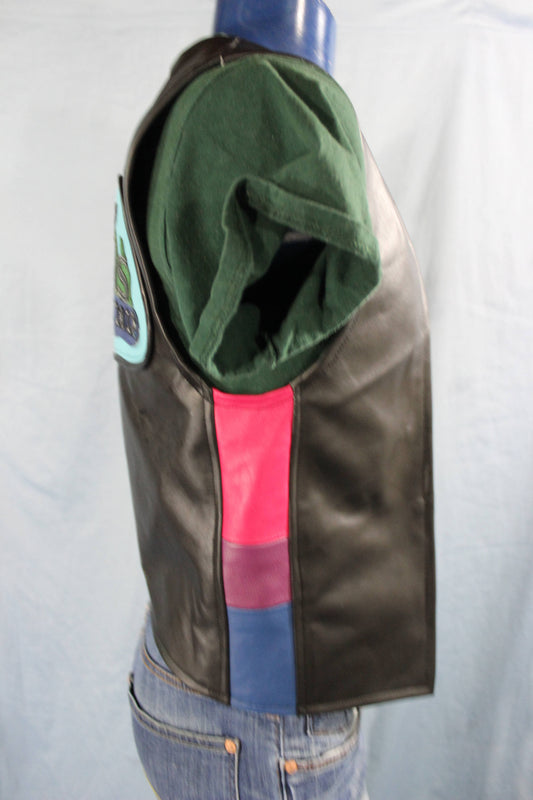 Hand Made Leather\Bi Pride Vest - front view