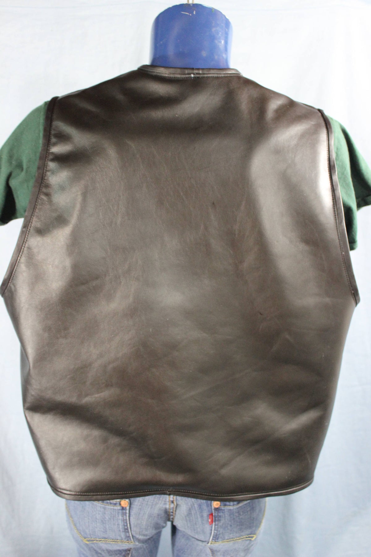 Hand Made Leather Pin Vest with Blue Highlights - view 4