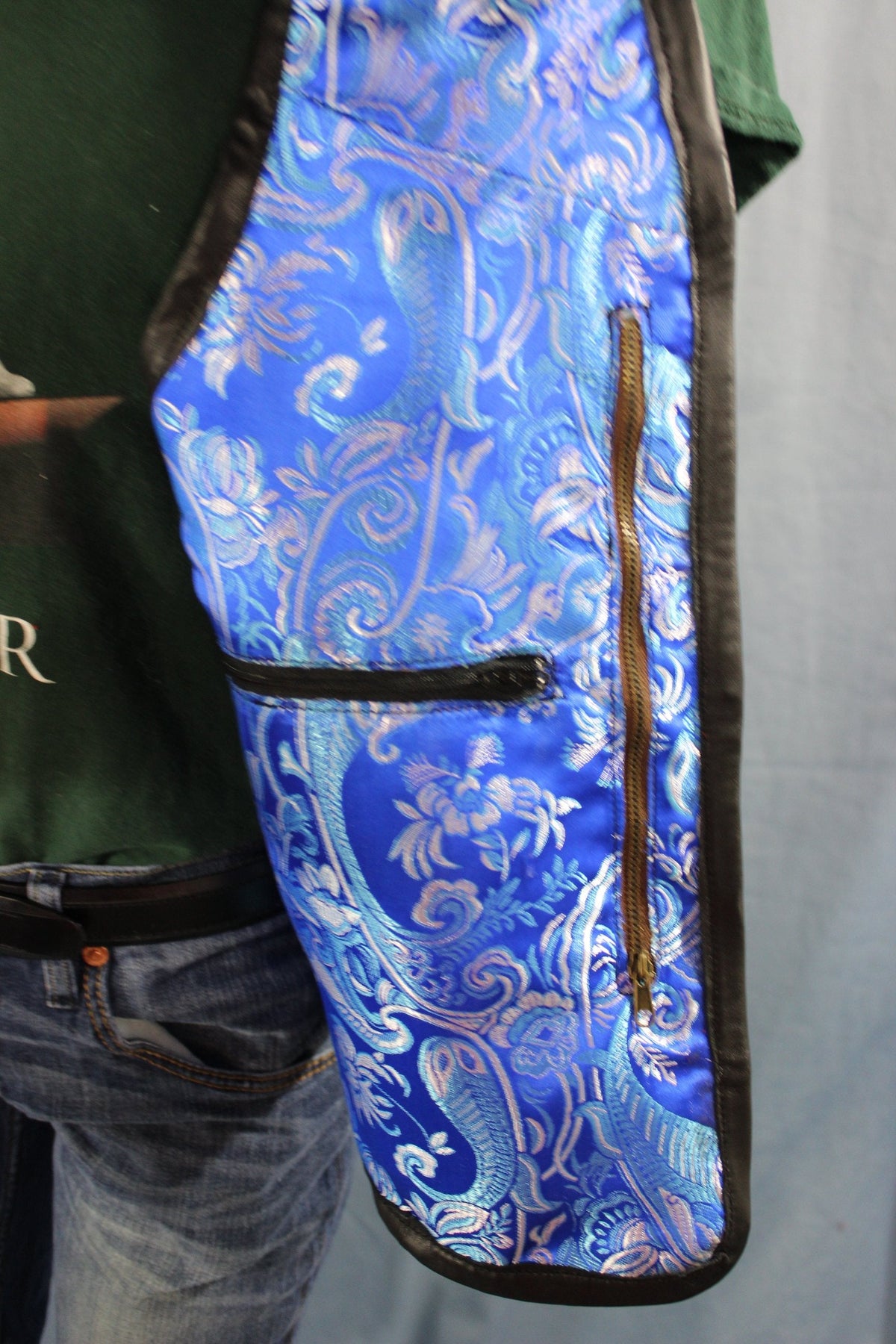 Hand Made Leather Pin Vest with Blue Highlights - view 5