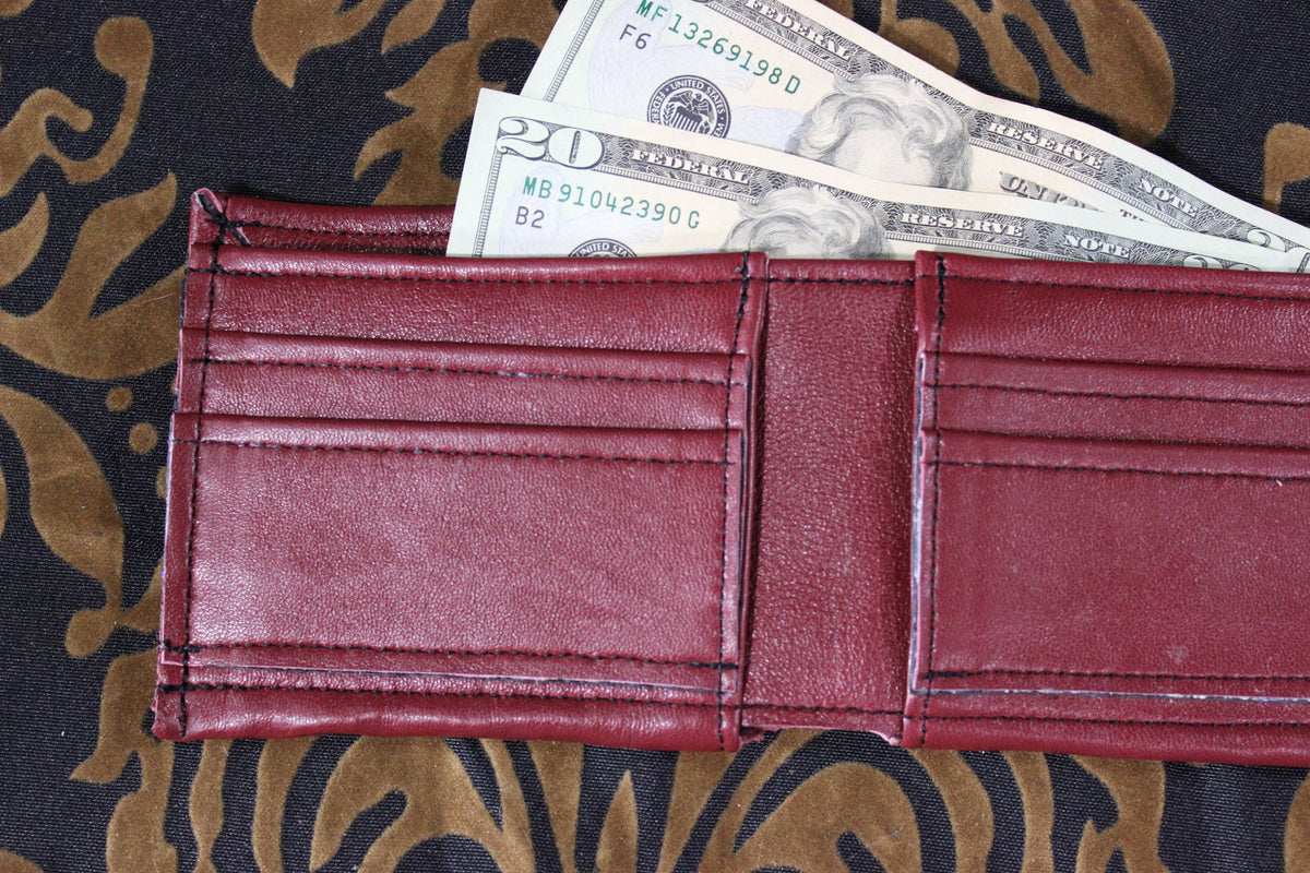 Classic Men's Wallet in Burgundy Leather - front view